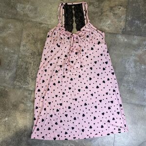 secret treasures pink y2k lace cami slip dress with heart pattern size small